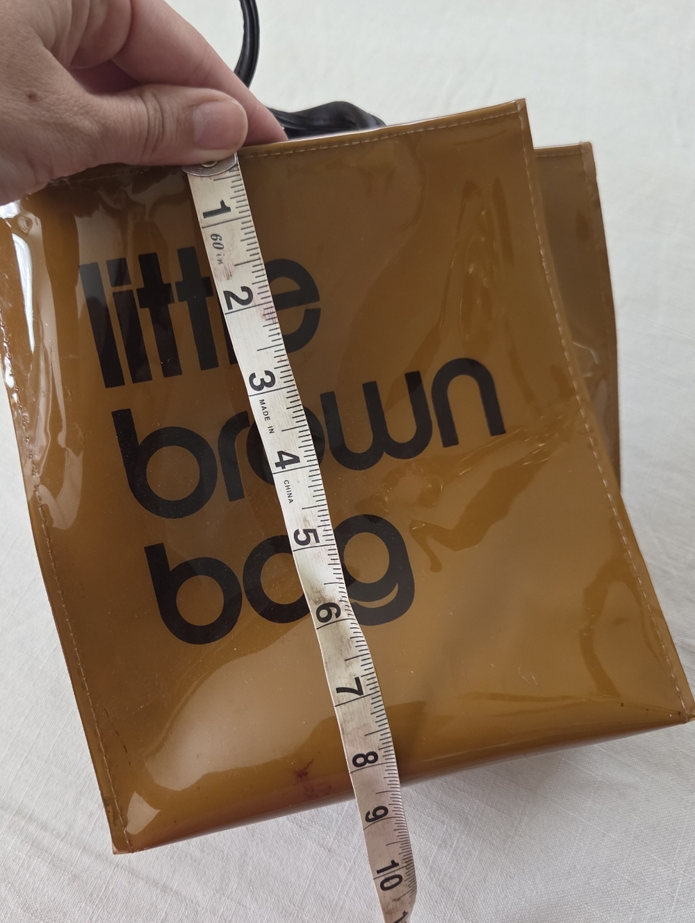 Vintage Bloomingdales Glossy Little Brown Bag Small Tote - Picture 8 of 10